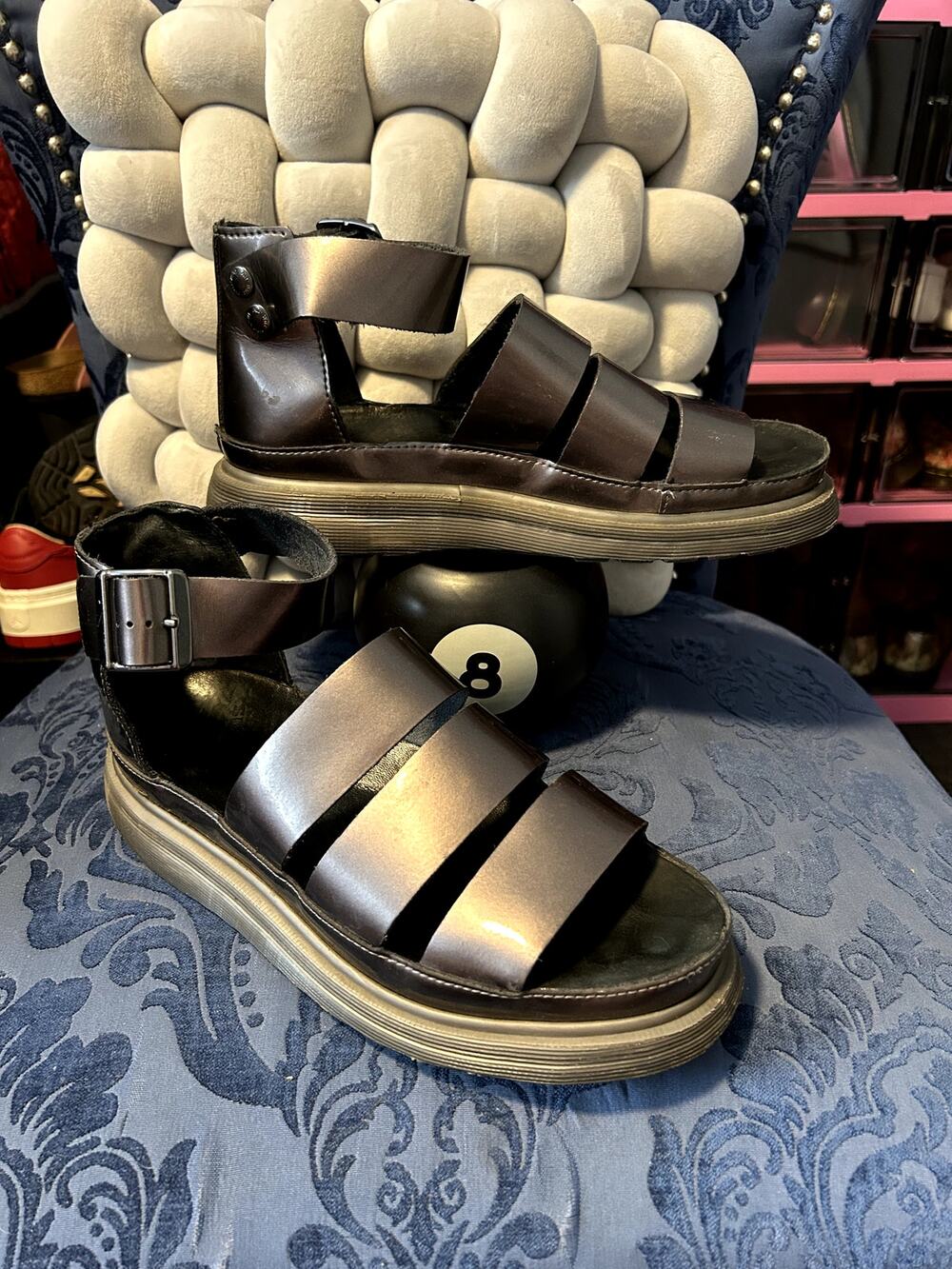 Dr Martens Clarissa Metallic Grey Purple size 9/EU 41